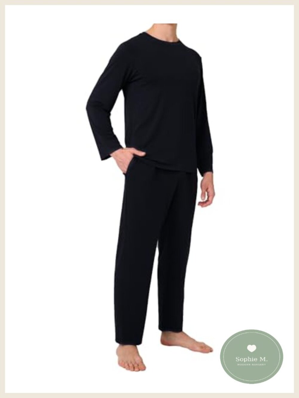 Bamboo Rayon Men's Pajama Set Long Sleeve PJs with Pants Pockets